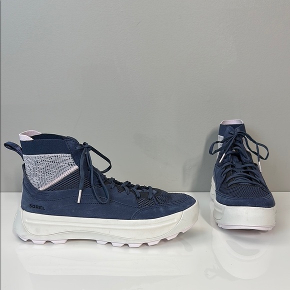 Sorel Ona 503 Knit Mid Sneakers in Dreamy Nocturnal Suede Leather Size 9.5 - Picture 1 of 16